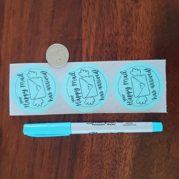 3/$15 Set of 50 LARGE 2 INCH ROUND HAPPY MAIL STICKERS BLUE - Picture 4 of 7